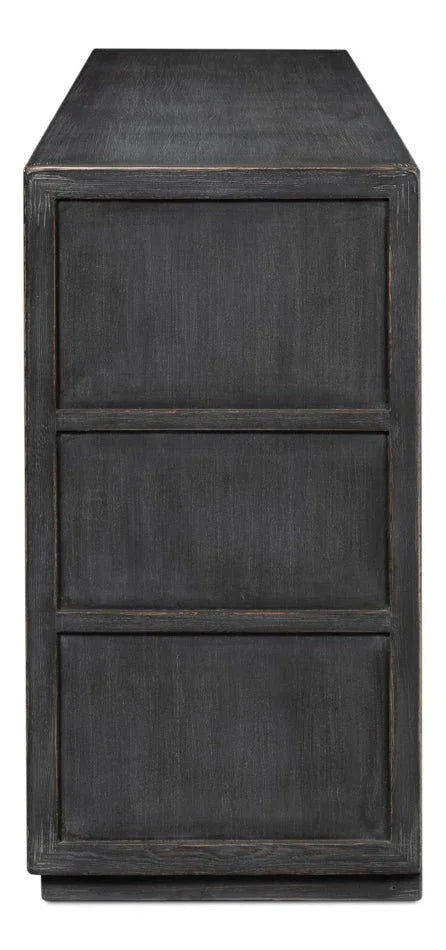 St Lucia Matte Black Wood Sideboard - LOOMLAN - Sarreid - Sideboards
