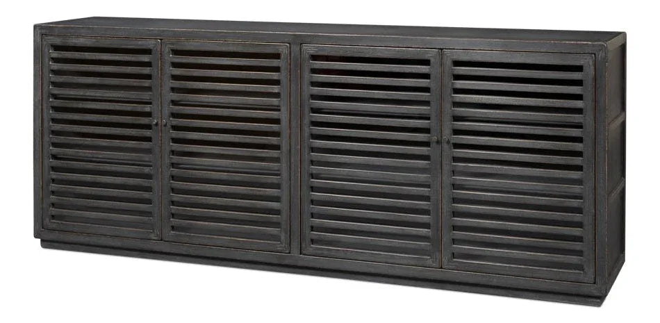 St Lucia Matte Black Wood Sideboard - LOOMLAN - Sarreid - Sideboards
