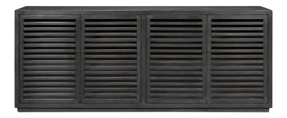 St Lucia Matte Black Wood Sideboard - LOOMLAN - Sarreid - Sideboards