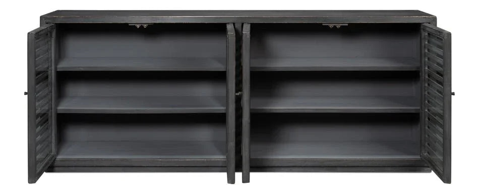 St Lucia Matte Black Wood Sideboard - LOOMLAN - Sarreid - Sideboards