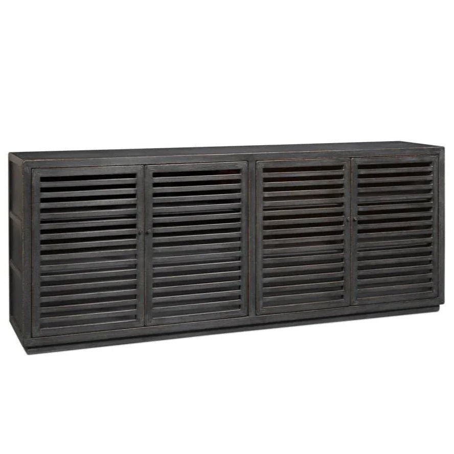 St Lucia Matte Black Wood Sideboard - LOOMLAN - Sarreid - Sideboards