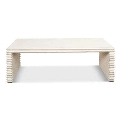 Stacked Cocktail Coffee Table Antique White - LOOMLAN - Sarreid - Coffee Tables