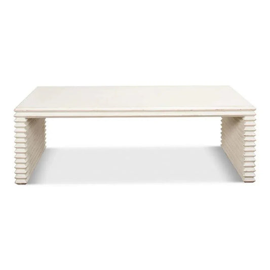 Stacked Cocktail Coffee Table Antique White - LOOMLAN - Sarreid - Coffee Tables