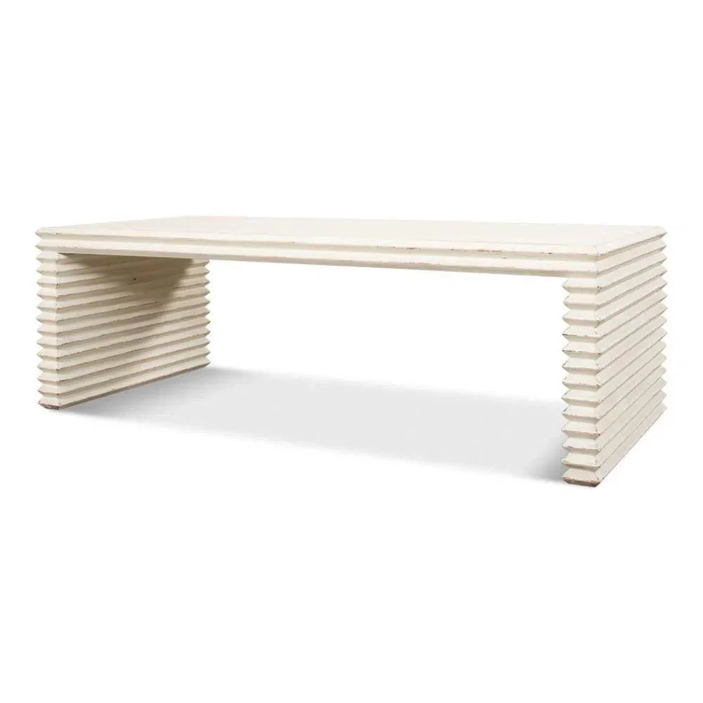 Stacked Cocktail Coffee Table Antique White - LOOMLAN - Sarreid - Coffee Tables