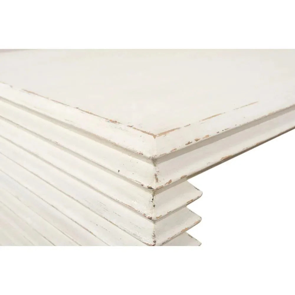 Stacked Cocktail Coffee Table Antique White - LOOMLAN - Sarreid - Coffee Tables