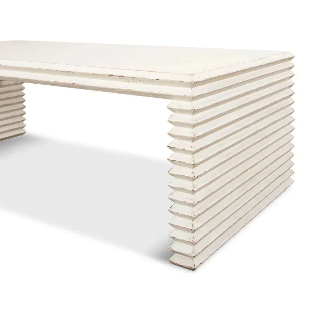 Stacked Cocktail Coffee Table Antique White - LOOMLAN - Sarreid - Coffee Tables