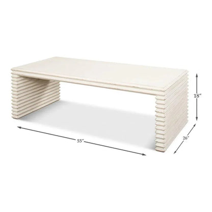 Stacked Cocktail Coffee Table Antique White - LOOMLAN - Sarreid - Coffee Tables