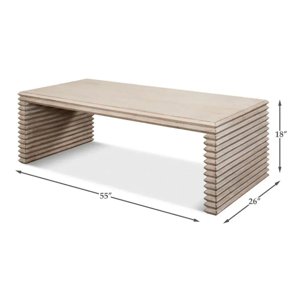 Stacked Cocktail Coffee Table Stone Grey - LOOMLAN - Sarreid - Coffee Tables