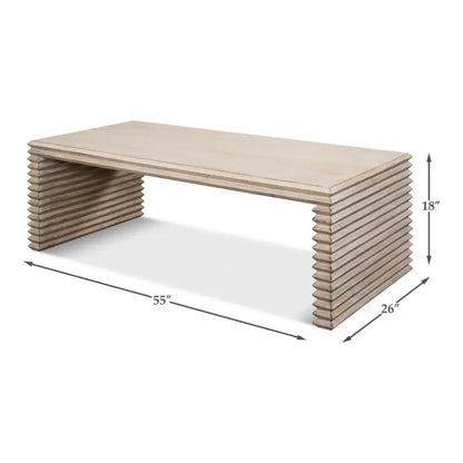 Stacked Cocktail Coffee Table Stone Grey - LOOMLAN - Sarreid - Coffee Tables