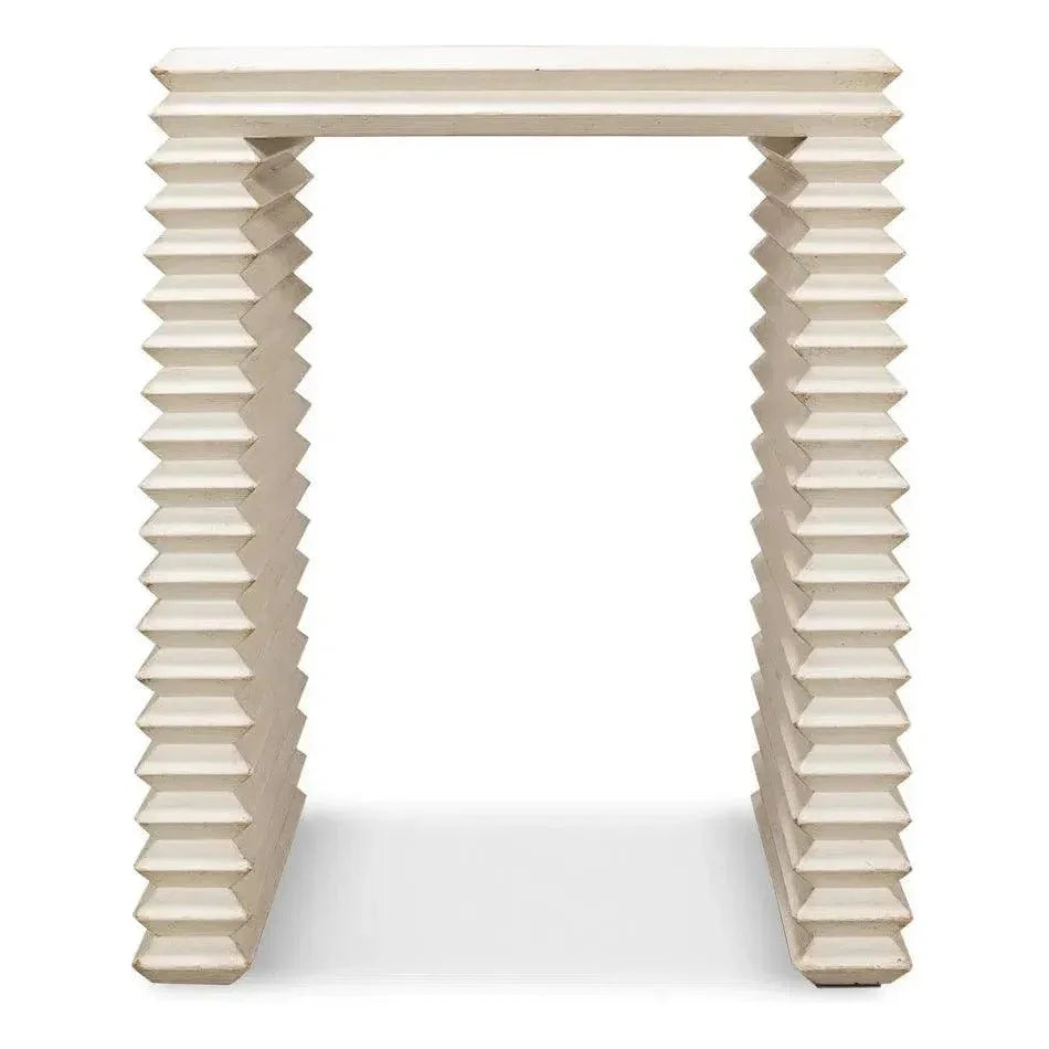 Stacked Side Table Antique White - LOOMLAN - Sarreid - Side Tables