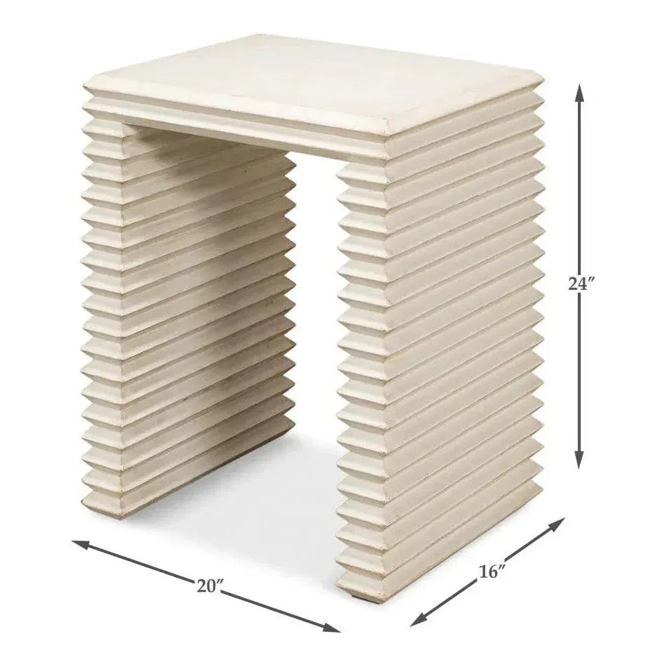 Stacked Side Table Antique White - LOOMLAN - Sarreid - Side Tables