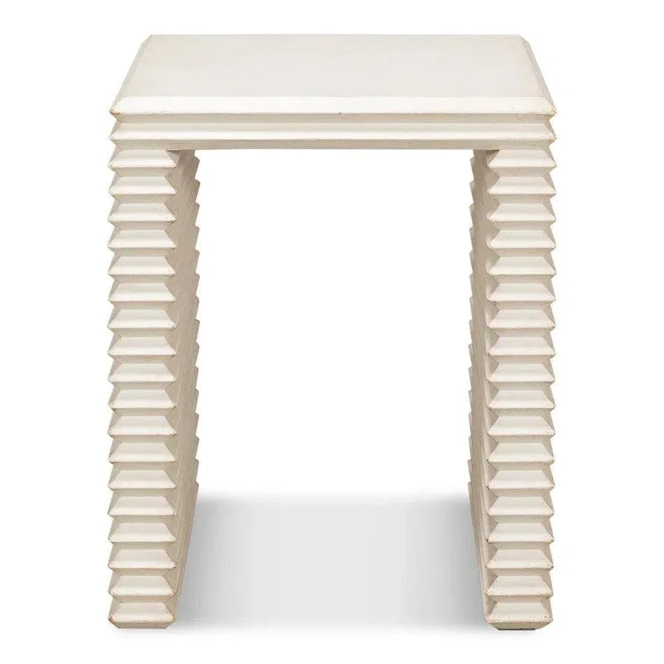 Stacked Side Table Antique White - LOOMLAN - Sarreid - Side Tables