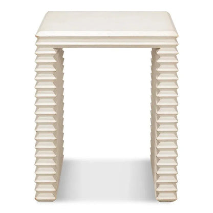 Stacked Side Table Antique White - LOOMLAN - Sarreid - Side Tables