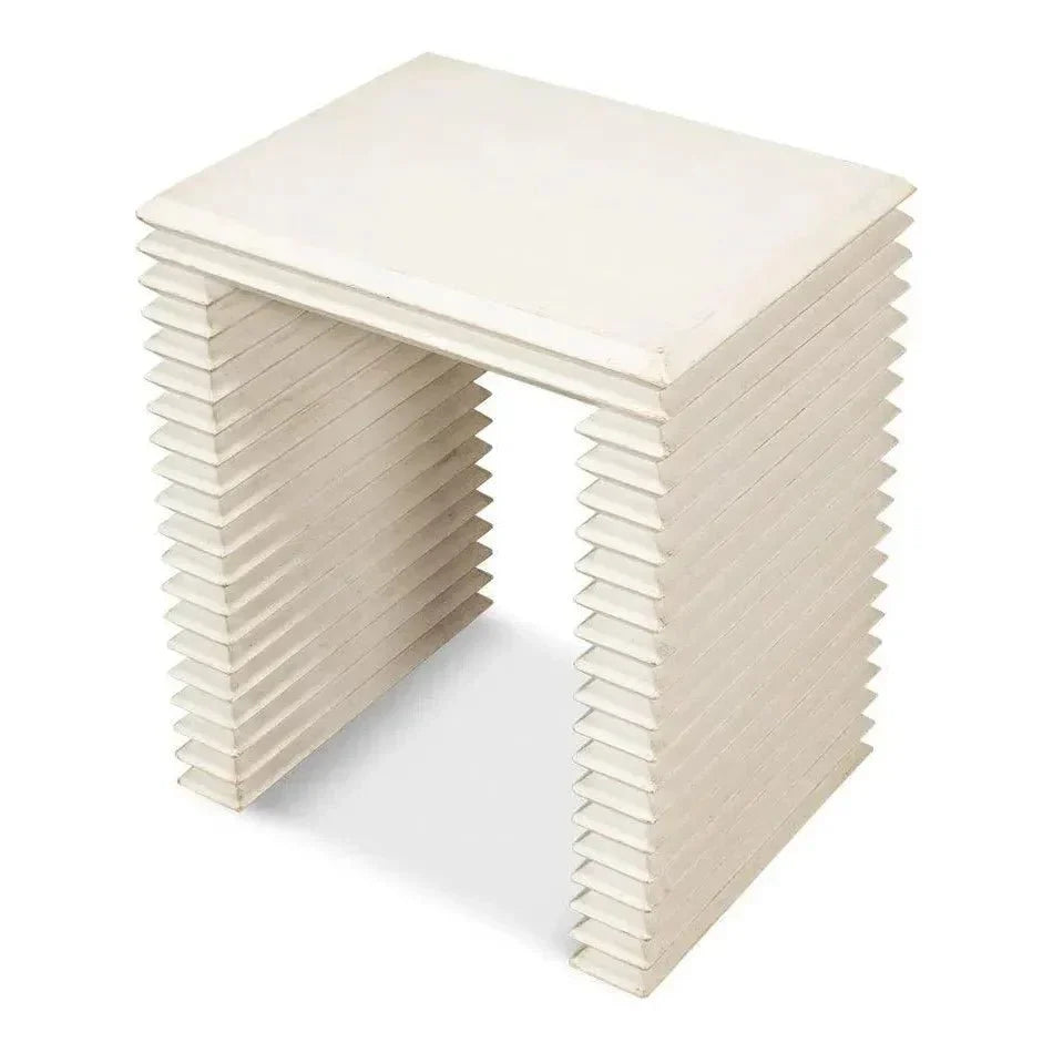 Stacked Side Table Antique White - LOOMLAN - Sarreid - Side Tables