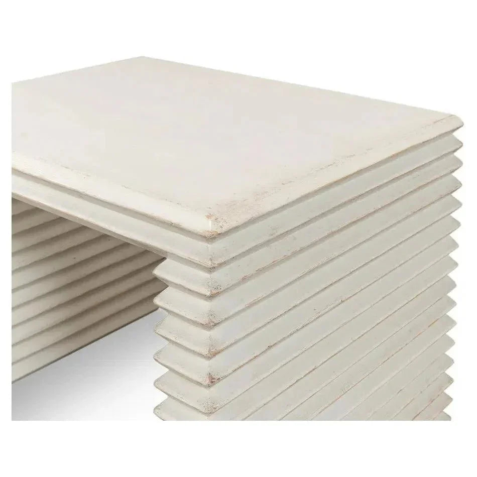 Stacked Stool Antique White - LOOMLAN - Sarreid - Side Tables