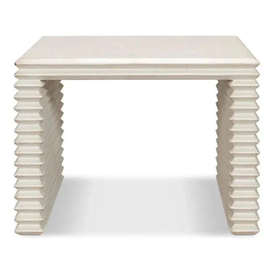 Stacked Stool Antique White - LOOMLAN - Sarreid - Side Tables