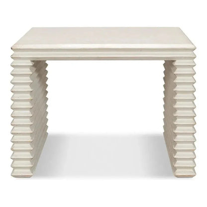 Stacked Stool Antique White - LOOMLAN - Sarreid - Side Tables