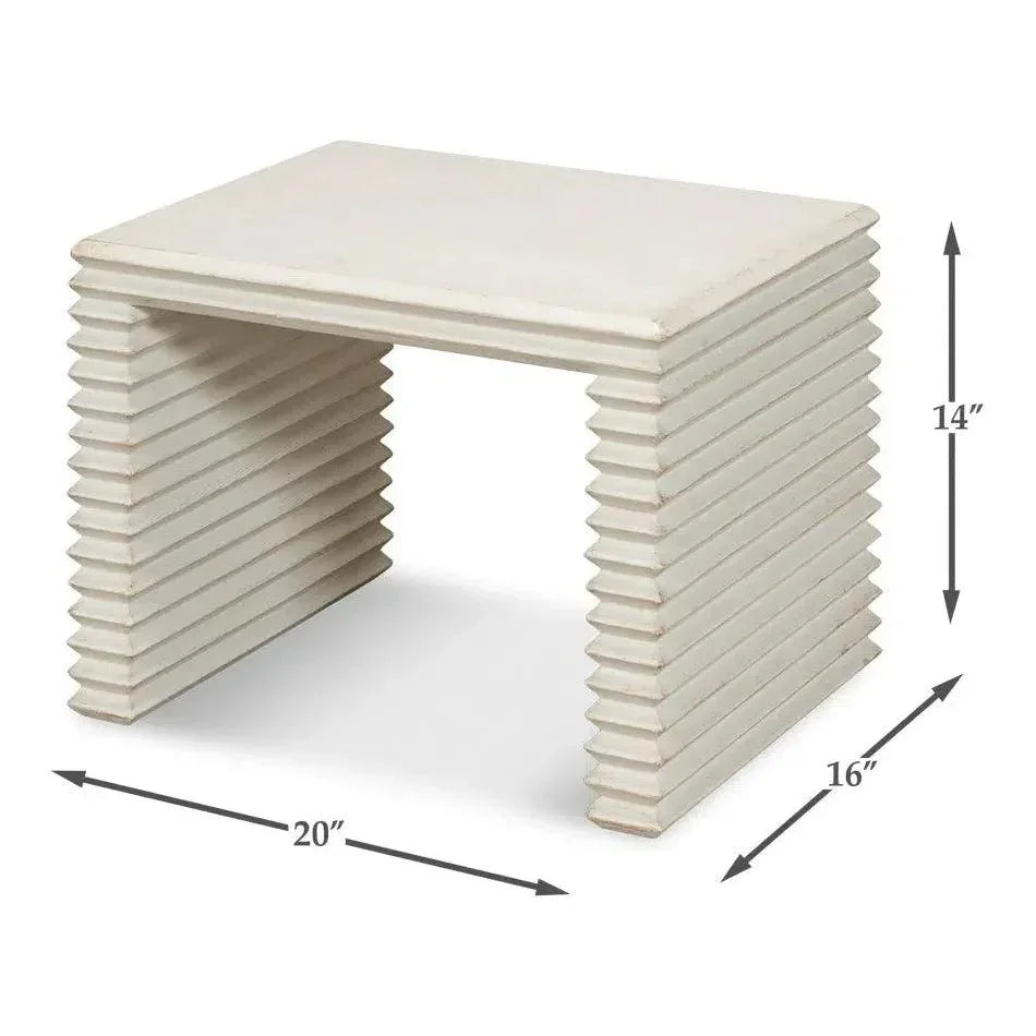 Stacked Stool Antique White - LOOMLAN - Sarreid - Side Tables
