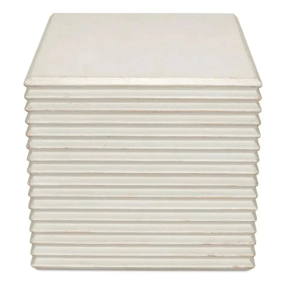 Stacked Stool Antique White - LOOMLAN - Sarreid - Side Tables