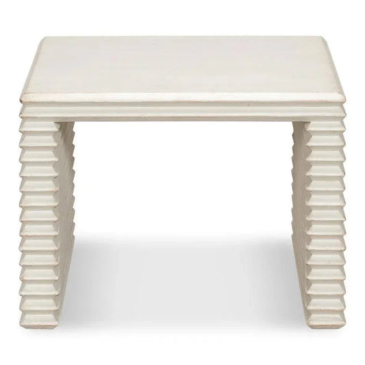 Stacked Stool Antique White - LOOMLAN - Sarreid - Side Tables