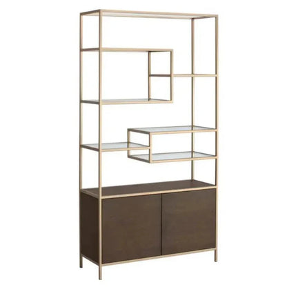 Stamos Iron Framed Etagere-Etageres-SUNPAN-Gold - Raw Umber-LOOMLAN