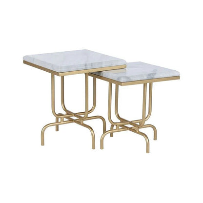 Stand By Me Marble Square Top Table (Set of 2) - LOOMLAN - Wildwood - Side Tables
