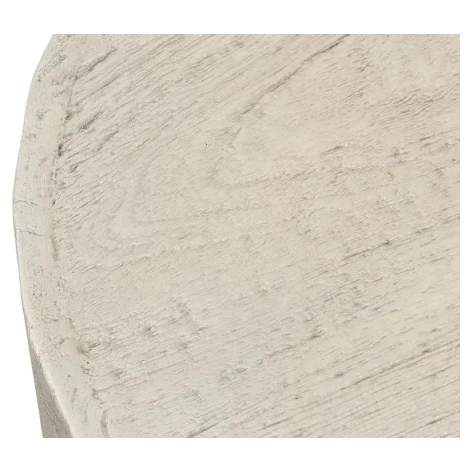 Stanford Wood & Metal Off - White Round End Table - LOOMLAN - Side Tables