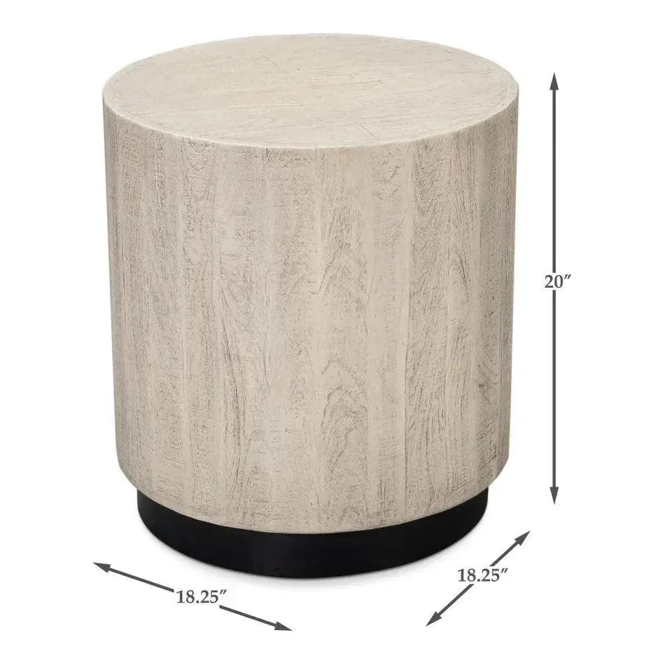 Stanford Wood & Metal Off - White Round End Table - LOOMLAN - Side Tables