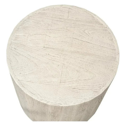 Stanford Wood & Metal Off - White Round End Table - LOOMLAN - Side Tables