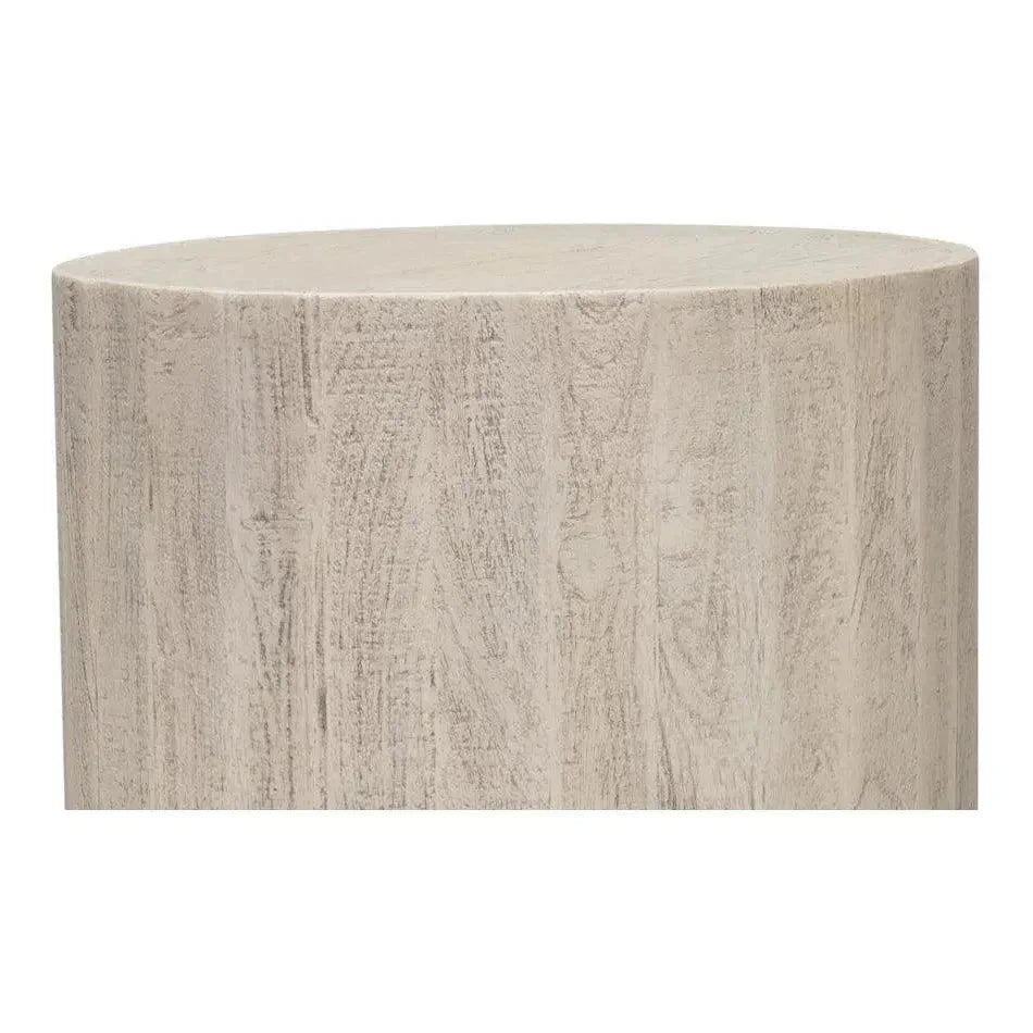 Stanford Wood & Metal Off - White Round End Table - LOOMLAN - Side Tables
