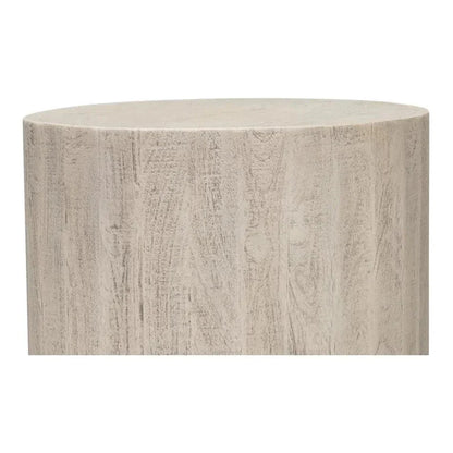 Stanford Wood & Metal Off - White Round End Table - LOOMLAN - Side Tables