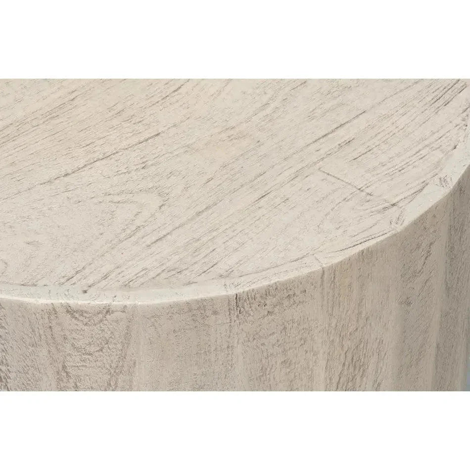 Stanford Wood & Metal Off - White Round End Table - LOOMLAN - Side Tables