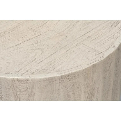 Stanford Wood & Metal Off - White Round End Table - LOOMLAN - Side Tables