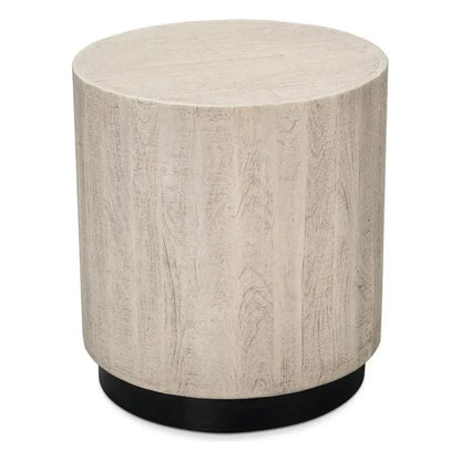 Stanford Wood & Metal Off - White Round End Table - LOOMLAN - Side Tables