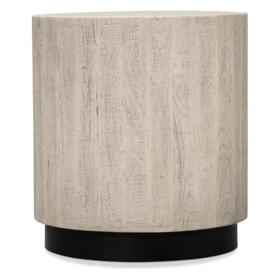 Stanford Wood & Metal Off - White Round End Table - LOOMLAN - Side Tables