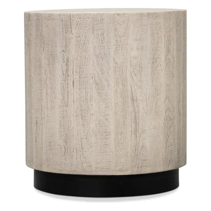 Stanford Wood & Metal Off - White Round End Table - LOOMLAN - Side Tables