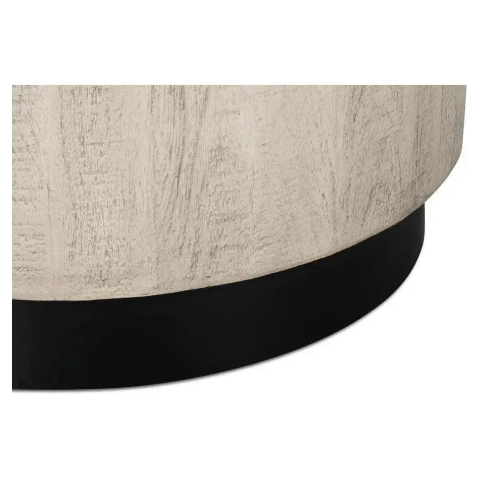 Stanford Wood & Metal Off - White Round End Table - LOOMLAN - Side Tables