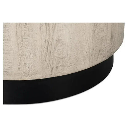 Stanford Wood & Metal Off - White Round End Table - LOOMLAN - Side Tables