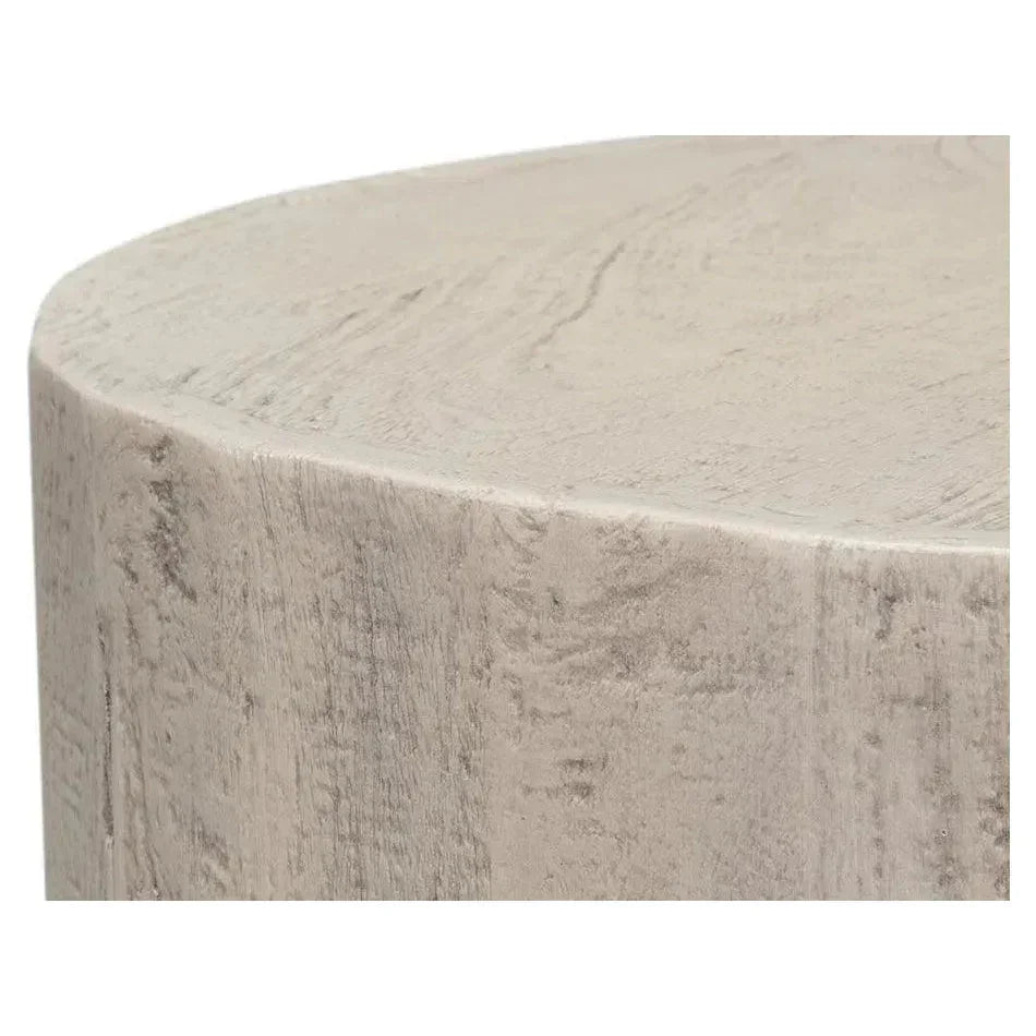 Stanford Wood & Metal Off - White Round End Table - LOOMLAN - Side Tables