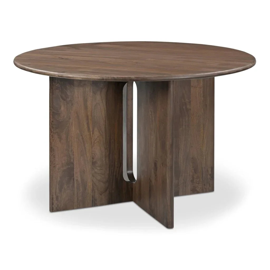 Stanley Wood Round Dining Table-Dining Tables-Moe's Home-Dark Brown-LOOMLAN
