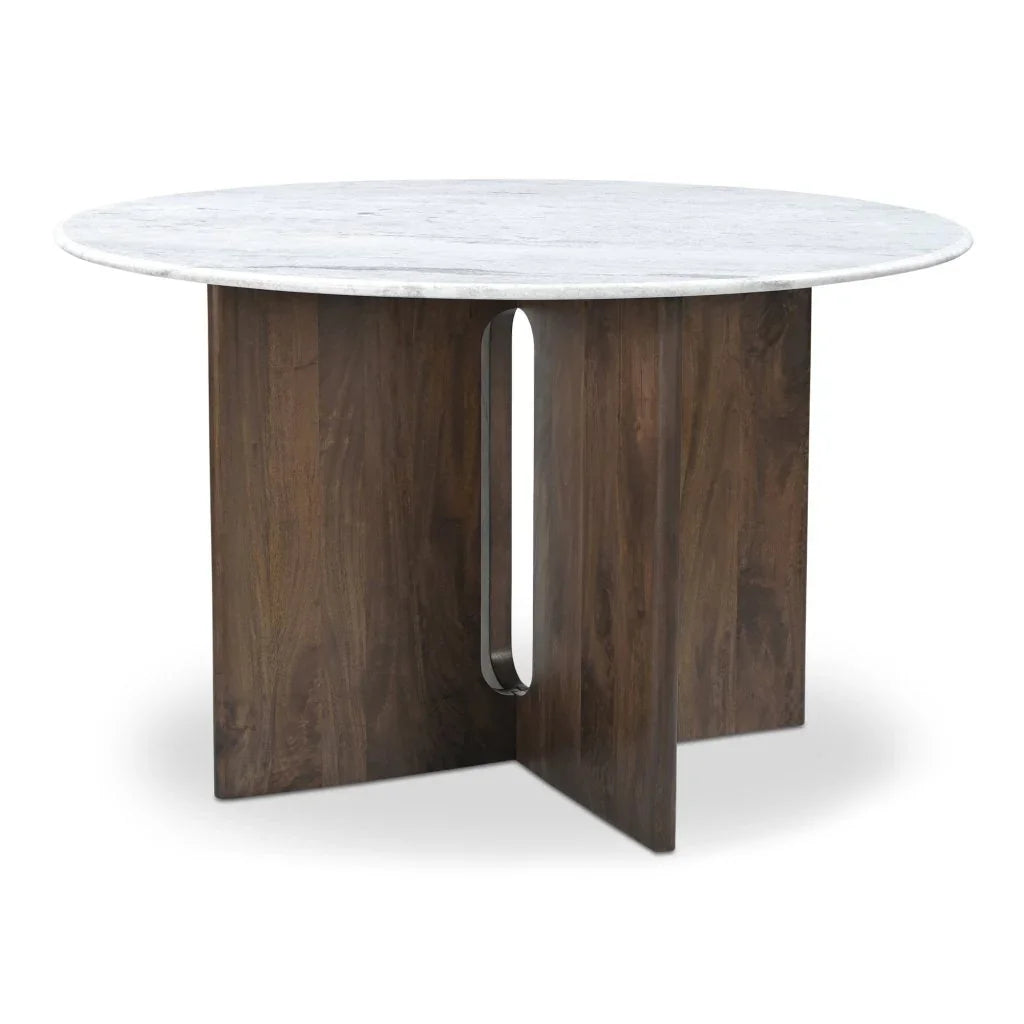 Stanley Wood Round Dining Table-Dining Tables-Moe's Home-White-LOOMLAN