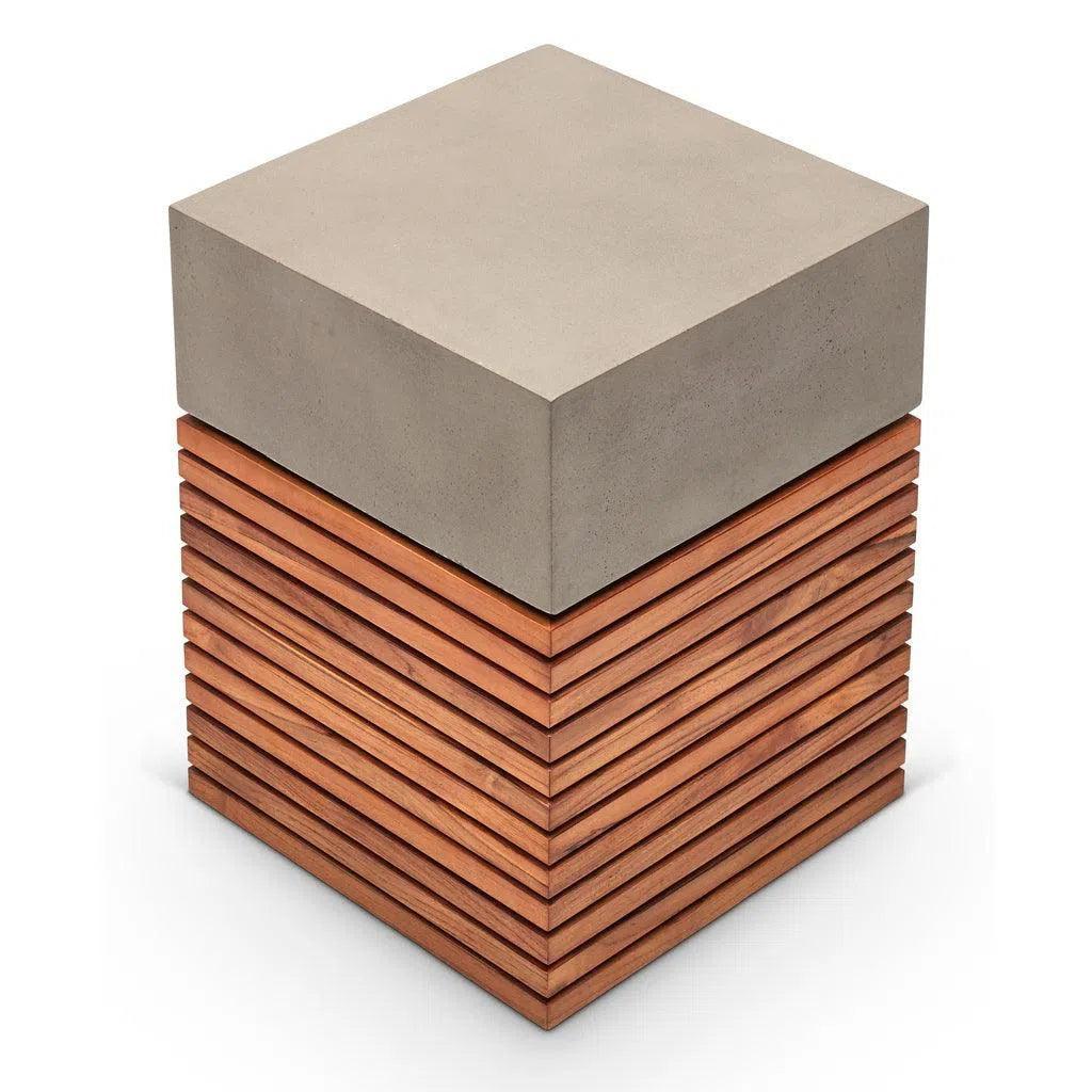Stecca Alto Fiber Reinforced Concrete Wooden Side Table - LOOMLAN - Urbia - Outdoor Side Tables