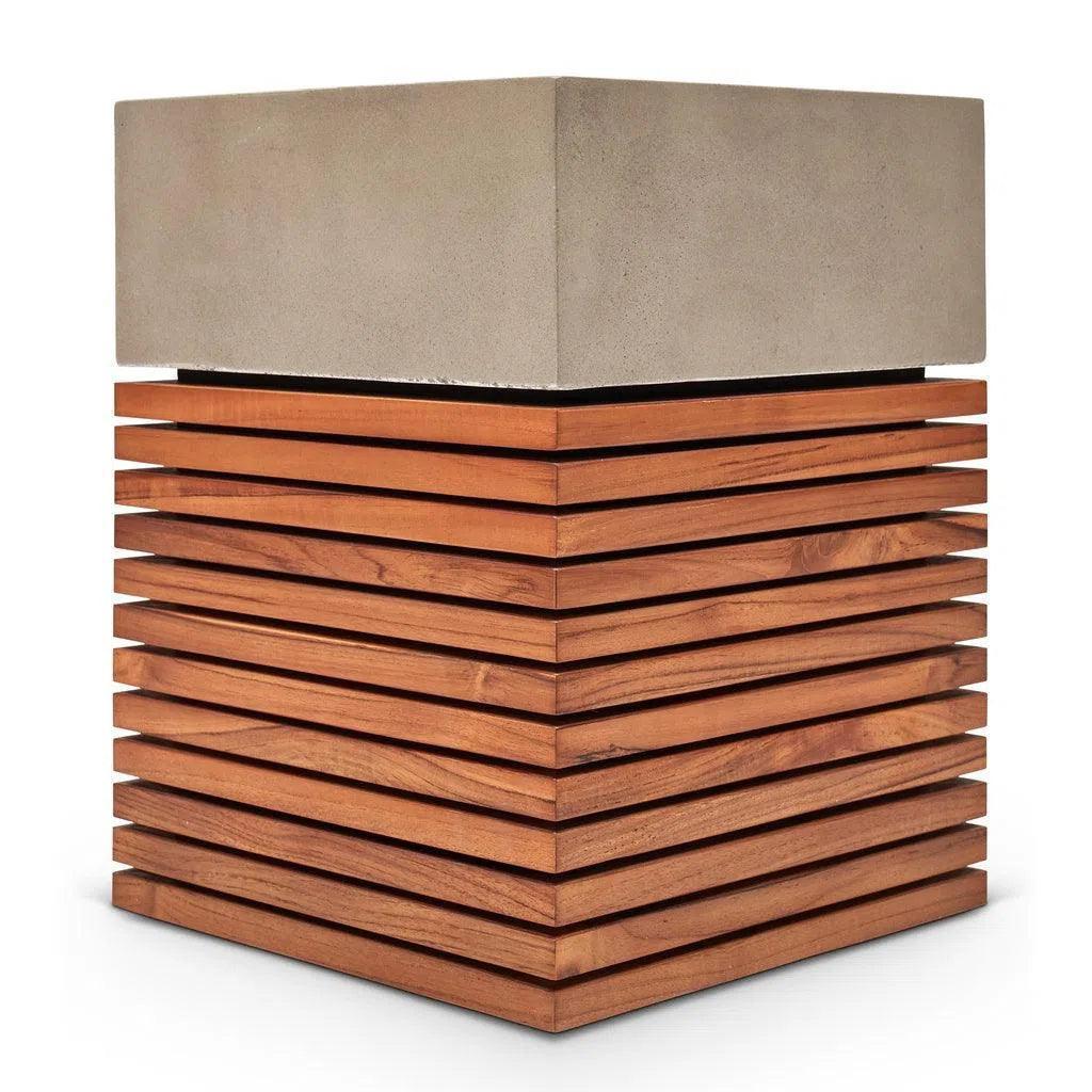 Stecca Alto Fiber Reinforced Concrete Wooden Side Table - LOOMLAN - Urbia - Outdoor Side Tables