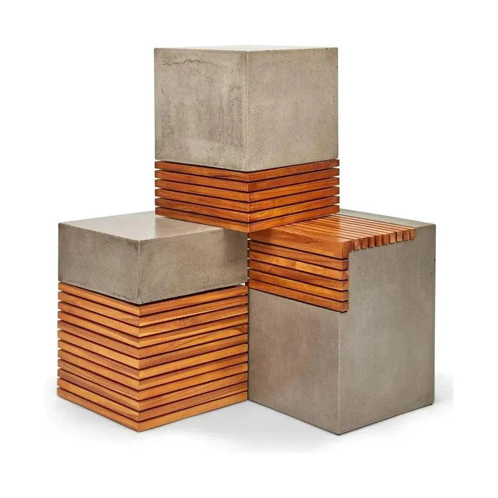 Stecca Alto Fiber Reinforced Concrete Wooden Side Table - LOOMLAN - Urbia - Outdoor Side Tables