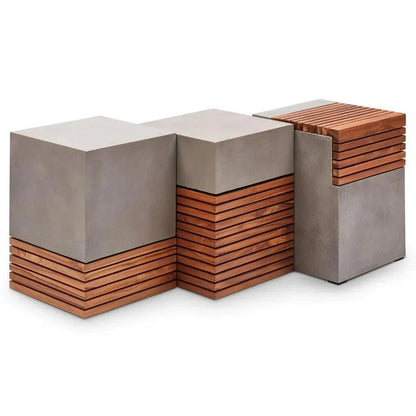 Stecca Alto Fiber Reinforced Concrete Wooden Side Table - LOOMLAN - Urbia - Outdoor Side Tables