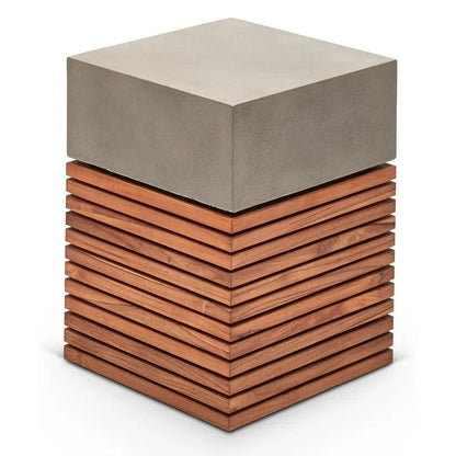 Stecca Alto Fiber Reinforced Concrete Wooden Side Table - LOOMLAN - Urbia - Outdoor Side Tables
