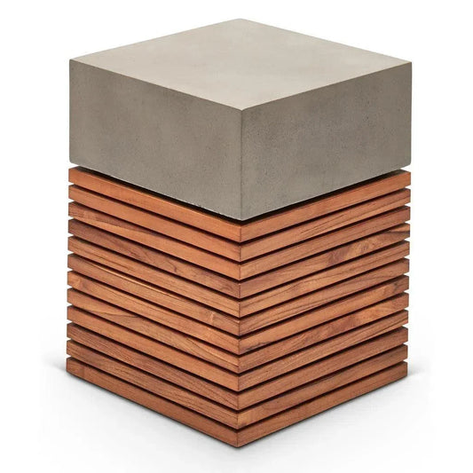 Stecca Alto Fiber Reinforced Concrete Wooden Side Table - LOOMLAN - Urbia - Outdoor Side Tables