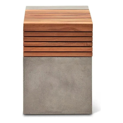 Stecca Cascata Reinforced Concrete Wooden Side Table - LOOMLAN - Urbia - Outdoor Side Tables