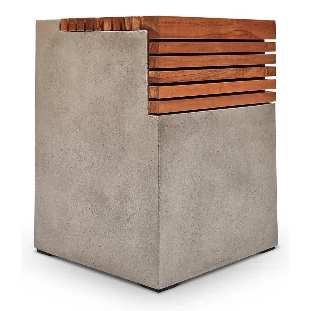 Stecca Cascata Reinforced Concrete Wooden Side Table - LOOMLAN - Urbia - Outdoor Side Tables