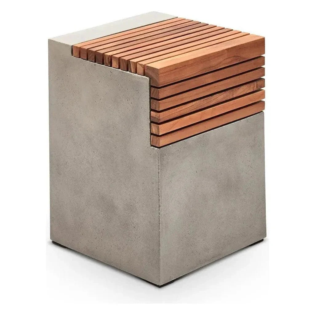Stecca Cascata Reinforced Concrete Wooden Side Table - LOOMLAN - Urbia - Outdoor Side Tables